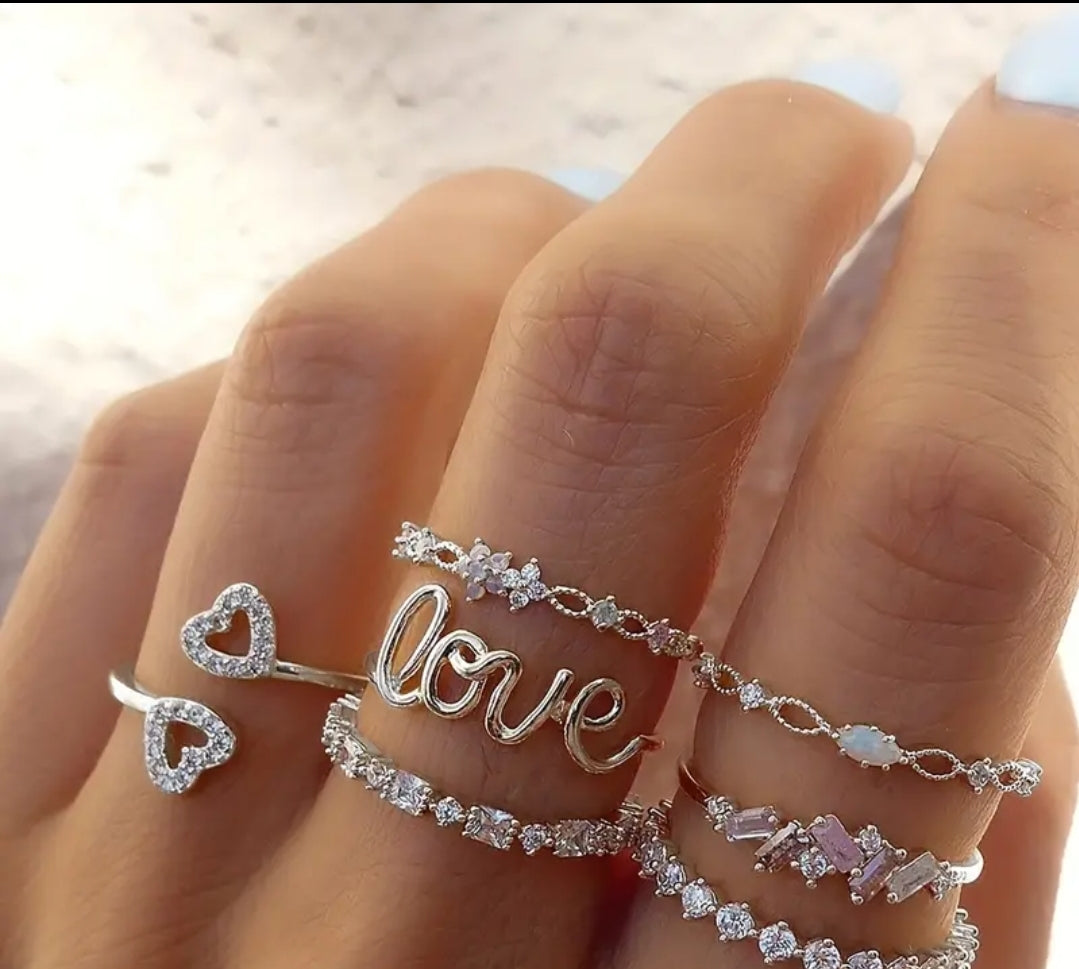 Cute stackable silver tone rings