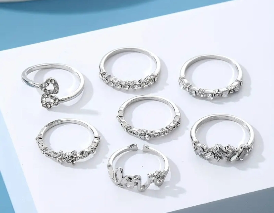 Cute stackable silver tone rings