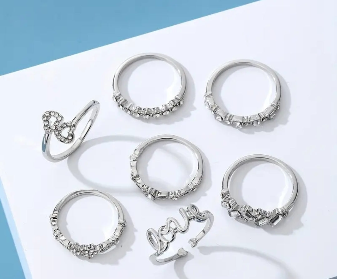 Cute stackable silver tone rings