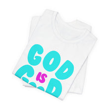 Load image into Gallery viewer, God is Good- Neon Teal &amp; Purple- Tshirt
