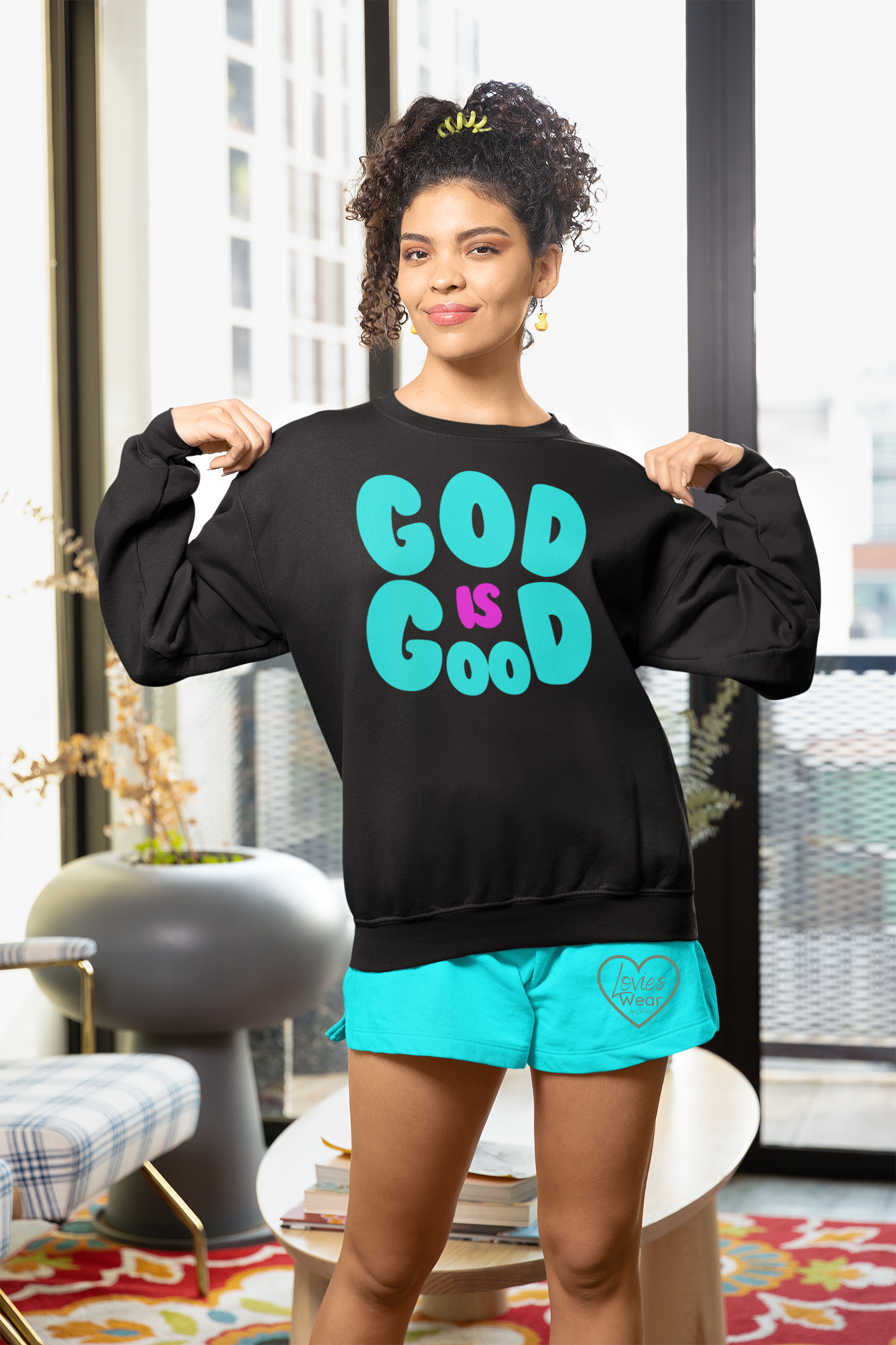 God is Good - Neon Teal & Purple - Sweatshirt